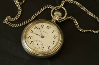 Vintage Large Elgin Pocket Watch,  Model 5,  Size 18s,  17 Jewels,  Safety Pinion