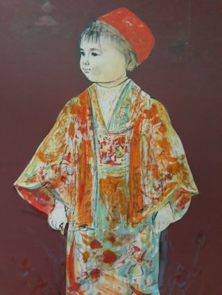 Orignal Stone Lithograph Ednahibel Rare Vintage Oriental Artist Proof/ Pastels
