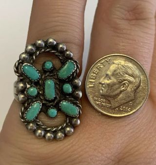 Vintage Southwestern Sterling Silver & Turquoise Ring Size 7