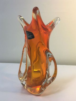 Orange Chalet Lorraine Art Glass Bowl Vase Canada Vintage.