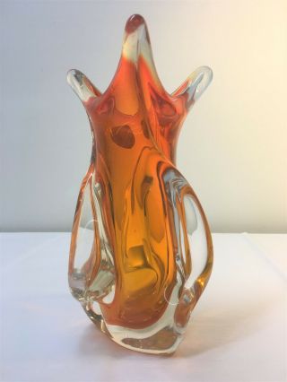 Orange Chalet Lorraine Art Glass Bowl Vase Canada Vintage. 2