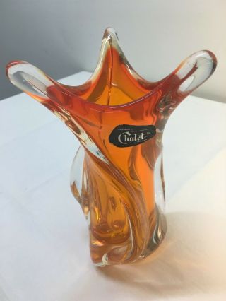 Orange Chalet Lorraine Art Glass Bowl Vase Canada Vintage. 4