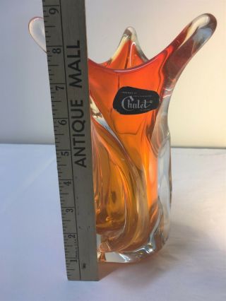 Orange Chalet Lorraine Art Glass Bowl Vase Canada Vintage. 6