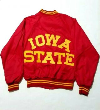 Vintage 70s 80s Iowa State University Cyclones Satin Jacket Red Size M