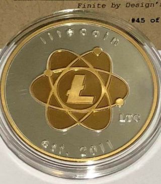 Litecoin Atomic LTC Rare.  999 Silver & 24k Gold Physcial Bitcoin 45/100 Coin 5