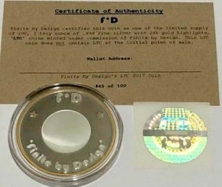 Litecoin Atomic LTC Rare.  999 Silver & 24k Gold Physcial Bitcoin 45/100 Coin 6