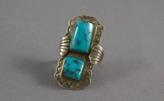 Old Pawn Vtg.  Navajo Indian Silver Ring - Fred Guerro Sr.  - 1.  5 " Tall - Sz 6 1/2