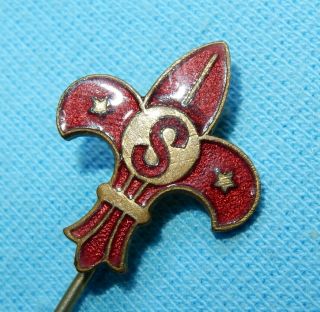 Fine Vintage Senior Scouts Stick Pin Badge Red Enamel - Boy Scouting