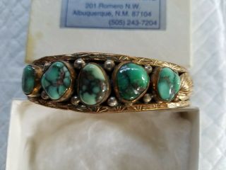 Vintage Navajo Silver And Turquoise Cuff Bracelet By Julius Burbank (jb Sterling)