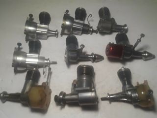 9 Vintage Model Airplane Or Tether Car Engines Unbranded Different Sizes Cox