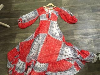70’s Vintage Gunne Sax Jessica Dress Sz S Bandannas Design Fabric Red White Blue