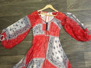 70’s Vintage Gunne Sax Jessica Dress Sz S bandannas Design fabric Red white Blue 2