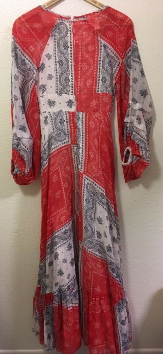 70’s Vintage Gunne Sax Jessica Dress Sz S bandannas Design fabric Red white Blue 3