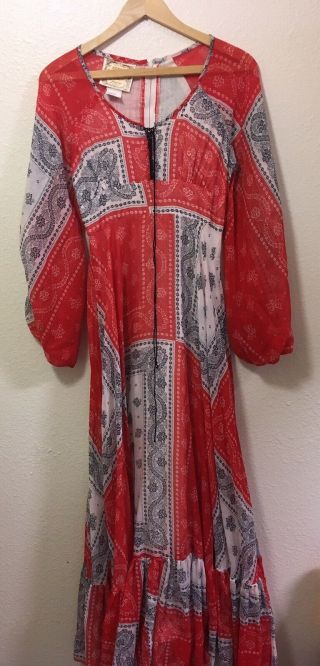 70’s Vintage Gunne Sax Jessica Dress Sz S bandannas Design fabric Red white Blue 4