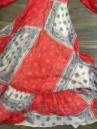 70’s Vintage Gunne Sax Jessica Dress Sz S bandannas Design fabric Red white Blue 6