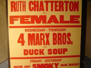 Vintage 1933 4 Marx Bros.  In Duck Soup Brothers Broadside Knox Theatre Knox Pa