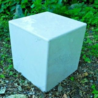 Mid Century Modern Travertine Marble Corner Pedestal Sculpture Stand Cube Base