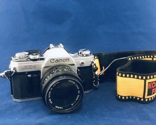 Canon Ae - 1 Film Camera With Vintage Strap