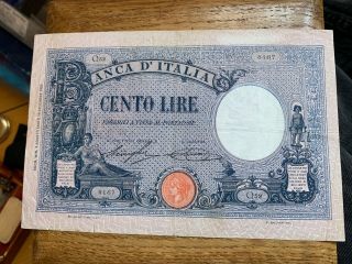 Italy Extremely Rare 100 Lire 8 August 1926 Rarest Date Banknote