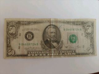 1981 (b) $50 Fifty Dollar Bill Vintage Money York Low Serial Number