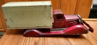 Rare Vintage 1930 ' s Pressed Steel Metal Delicia Ice Cream Delivery Box Truck Toy 2