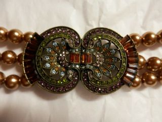 Heidi Daus Vintage Necklace With Swarovski Multi - Colored Crystal Brooch