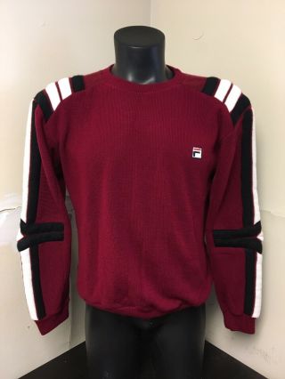Vintage Fila 80’s Wool Sweater Sz Xl Maroon