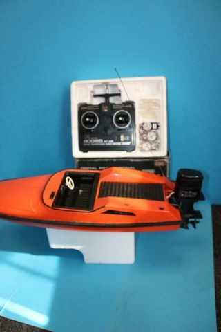 Vintage Robbe Prinzess Rc Boat,  Mercury Style Outboard Motor,  Accoms 4 Channel