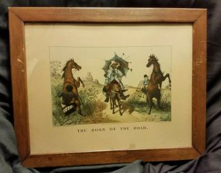 Antique Currier And Ives " The Boss Of The Road "