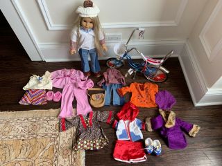 American Girl Julie Blonde Hair 1970s Doll Plus Bicycle Plus Many Julie Clothes