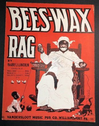 Bees Wax Rag Mammy Baby Cat Sheet Music Black Memorabilia Vintage Art