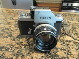 Vintage Nikon F 35mm Camera With Nikkor - S Auto 50mm F1.  4 Lens