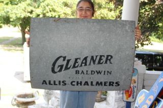 Vintage 1950s Allis Chalmers Gleaner Farm Gas Oil 32 " Embossed Curved Metal Sign