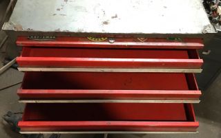 Vintage Craftsman 3 Drawer Mid Intermediate Tool Box Chest Red / Gray 1960’s 3