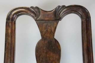FINE 18TH C NORWICH,  CT QA CHAIR BOLD SPANISH FEET WITH CARVED CREST OLD SURFACE 12
