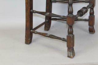 FINE 18TH C NORWICH,  CT QA CHAIR BOLD SPANISH FEET WITH CARVED CREST OLD SURFACE 5