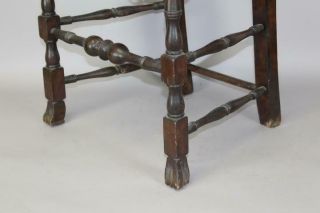 FINE 18TH C NORWICH,  CT QA CHAIR BOLD SPANISH FEET WITH CARVED CREST OLD SURFACE 9