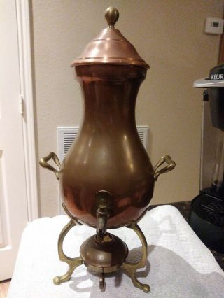 Antique Vintage Copper and Brass Tea Coffee Pot MADE IN ITALY 0246 with Warmer 2