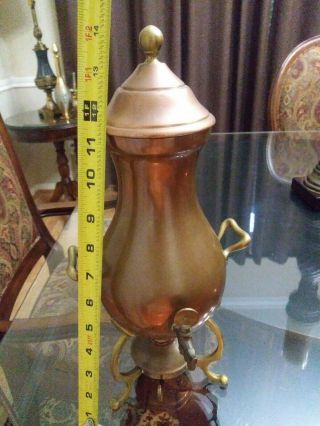Antique Vintage Copper and Brass Tea Coffee Pot MADE IN ITALY 0246 with Warmer 3