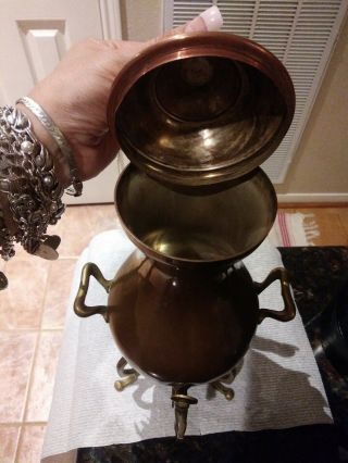 Antique Vintage Copper and Brass Tea Coffee Pot MADE IN ITALY 0246 with Warmer 7