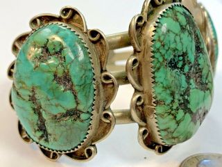 Huge Vintage Native American Navajo Turquoise Silver Cuff Bracelet 60.  1 grams 3
