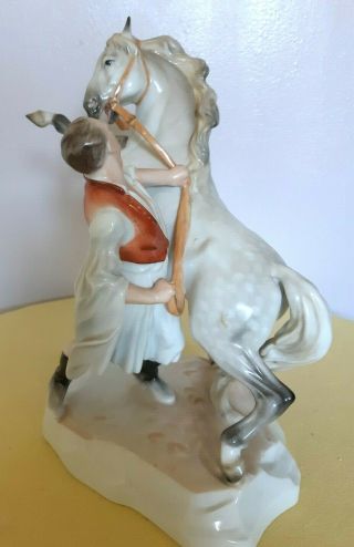 Vintage Herend Wild Horse And Man Trainer Porcelain Statue Figurine 10 " Marked