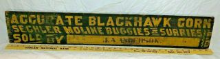 Antique Blackhawk Corn Sheller Moline Buggy Surry Wood Painted Sign Farm Tool