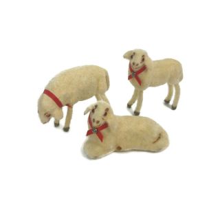 Vintage Wagner Kunstlerschutz Handwork West Germany Flocked Animal Sheep Xmas