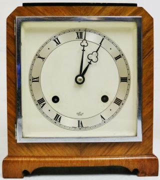 Vintage Elliott Walnut Mantel Clock 8 Day Gong Striking English Bracket Clock