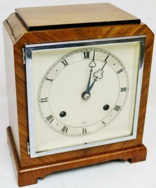 Vintage Elliott Walnut Mantel Clock 8 Day Gong Striking English Bracket Clock 2