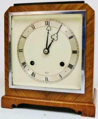 Vintage Elliott Walnut Mantel Clock 8 Day Gong Striking English Bracket Clock 4