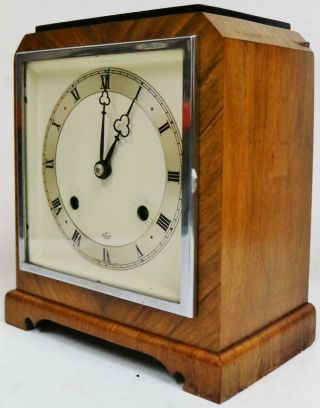 Vintage Elliott Walnut Mantel Clock 8 Day Gong Striking English Bracket Clock 5
