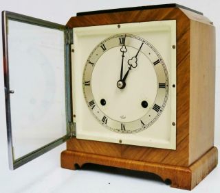 Vintage Elliott Walnut Mantel Clock 8 Day Gong Striking English Bracket Clock 6