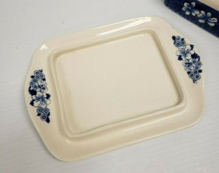 VERY RARE Antique SPODE ' S TOWER Blue 2 - piece SQUARE COVERED BUTTER DISH Copeland 6